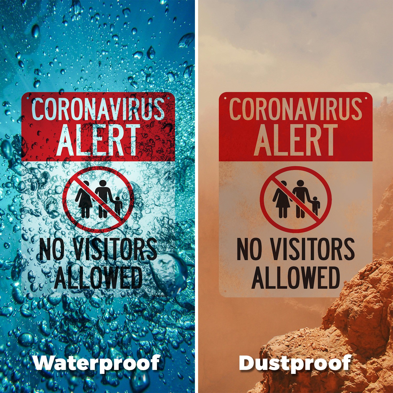 Coronavirus Alert No Visitors Allowed Public Safety Sign Or Decal – 5 or 10 Pack