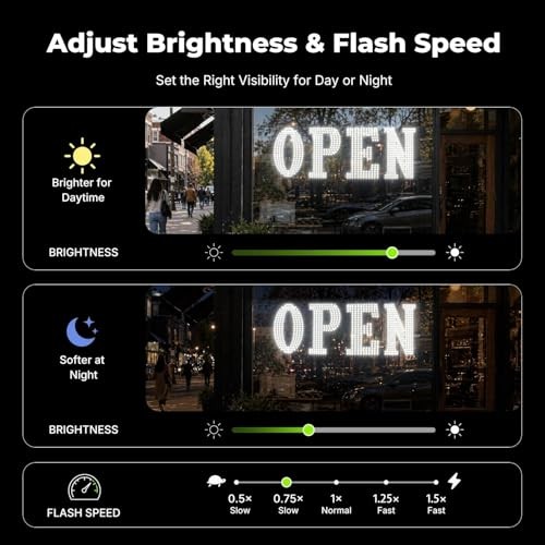 40&Prime; x 14&Prime; Large LED Open Sign with Remote Control High Bright Visibility