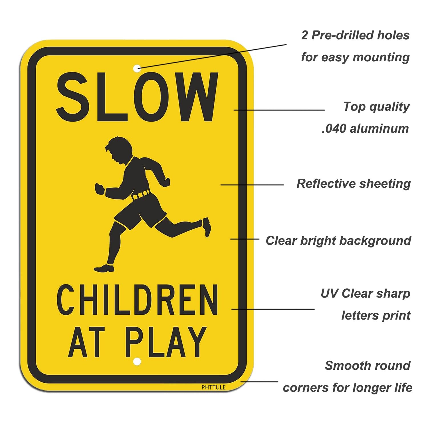 Slow Children at Play 18 x 12 inch Metal Kids Playing Safety Slow Down Sign f…