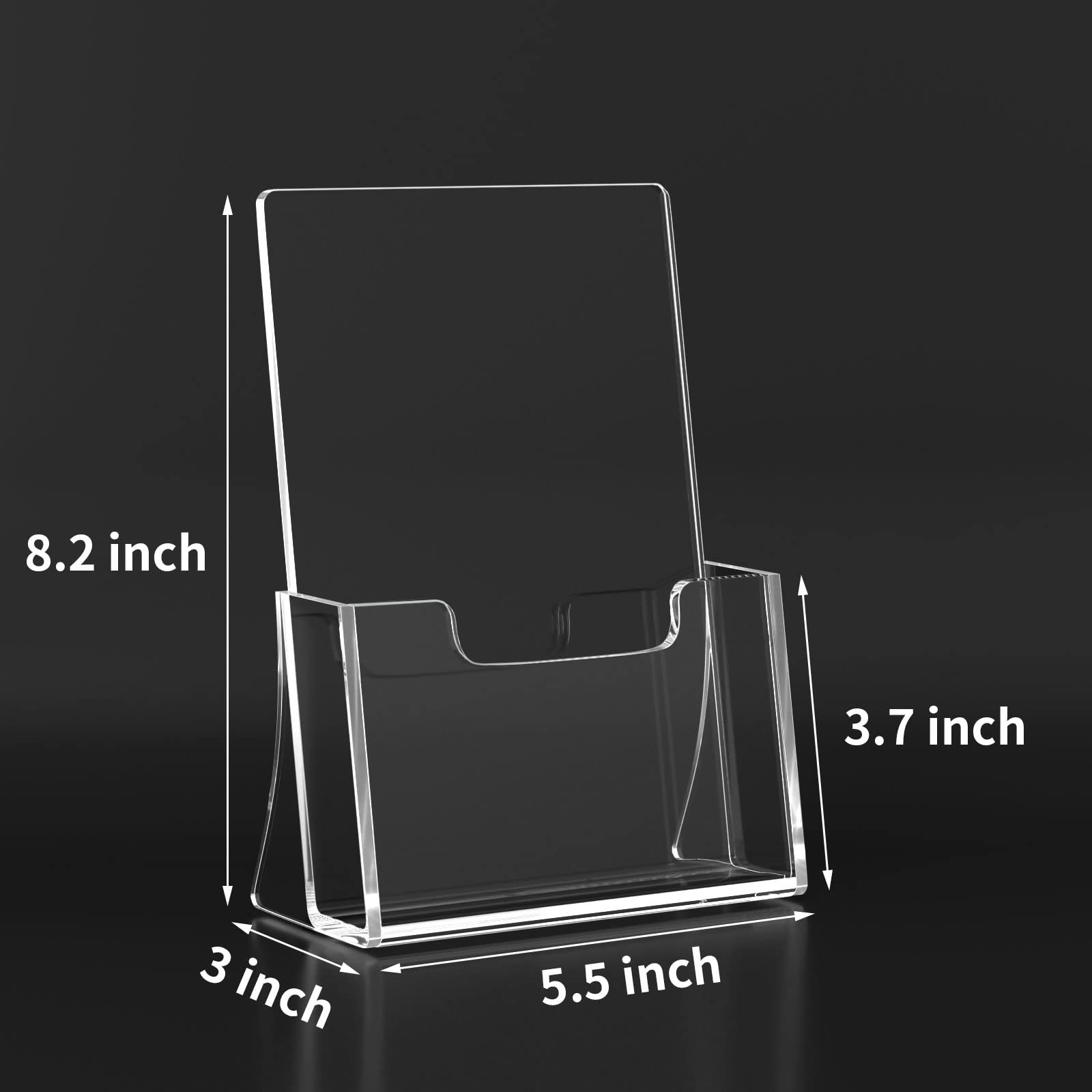 HIIMIEI Brochure Holder 8.5 x 5.5 inches, Acrylic Flyer 8.5 »x5.5 », Clear