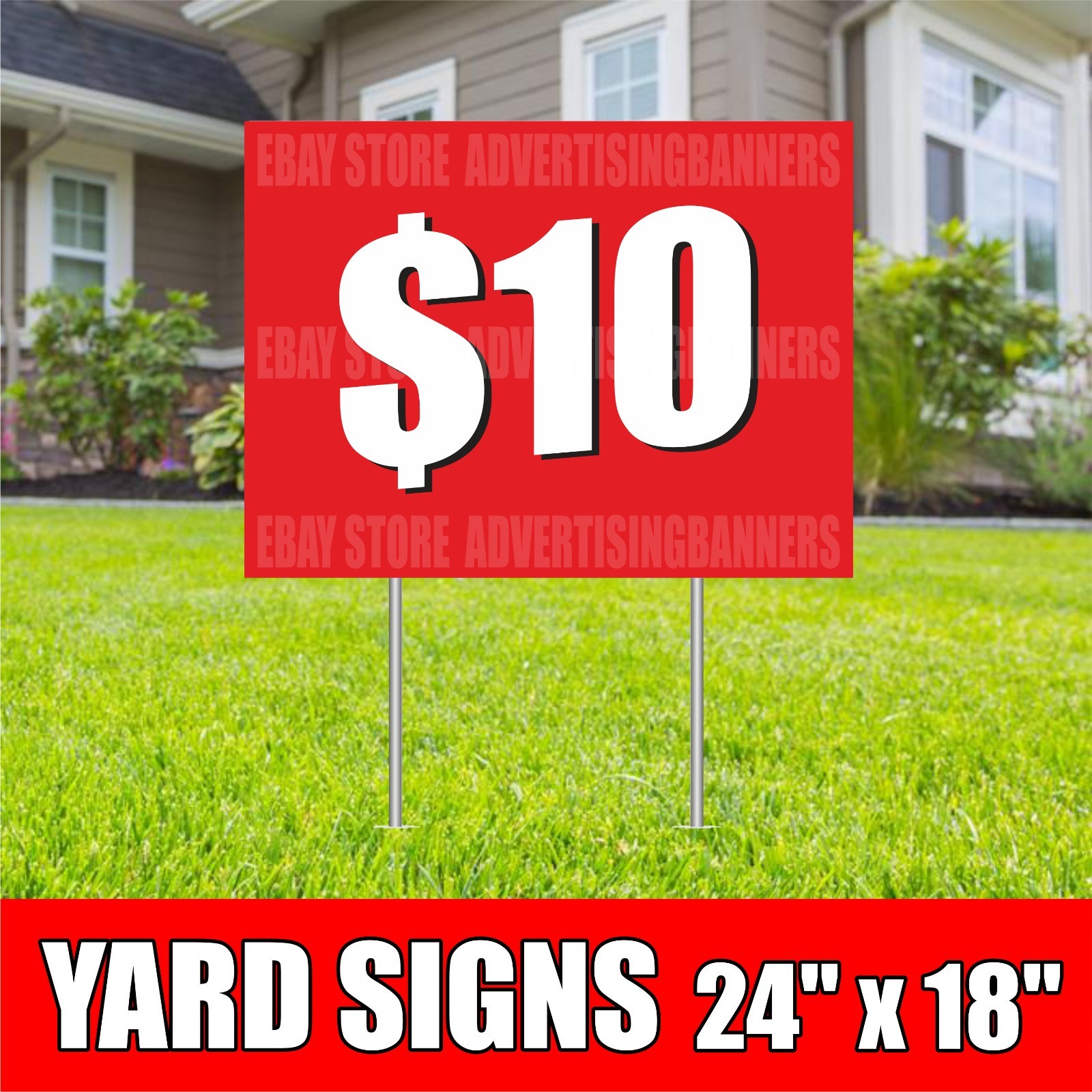 $10 Yard Sign with H-Stakes Lawn Sign SALE Discount Clearance Fixed Price Shop