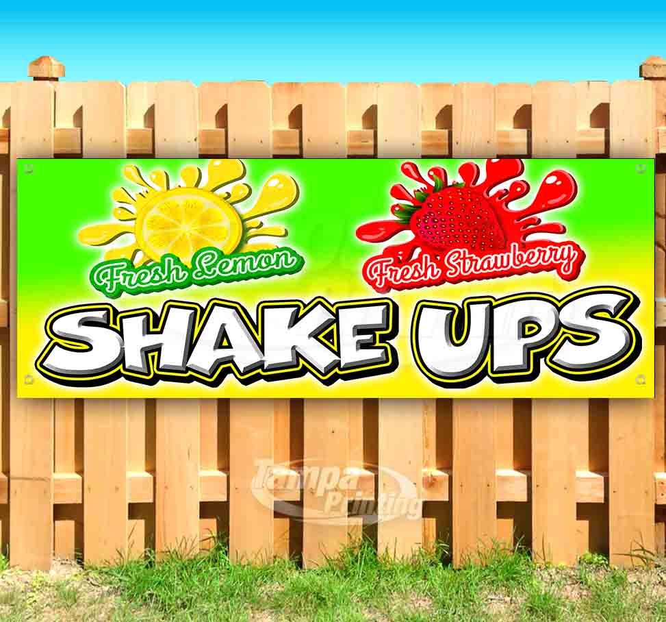 SHAKE UPS LEMON STRAWBERRY Advertising Vinyl Banner Flag Sign FAIR CARNIVAL FOOD