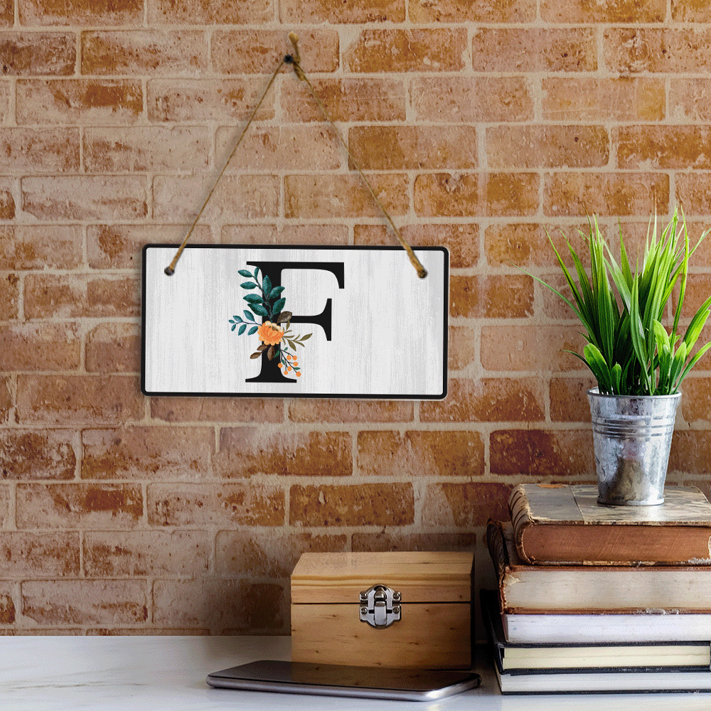 F Flower Decor 5×10 Hanging Wall or Door Sign | Alphabet Letter Room Decoration