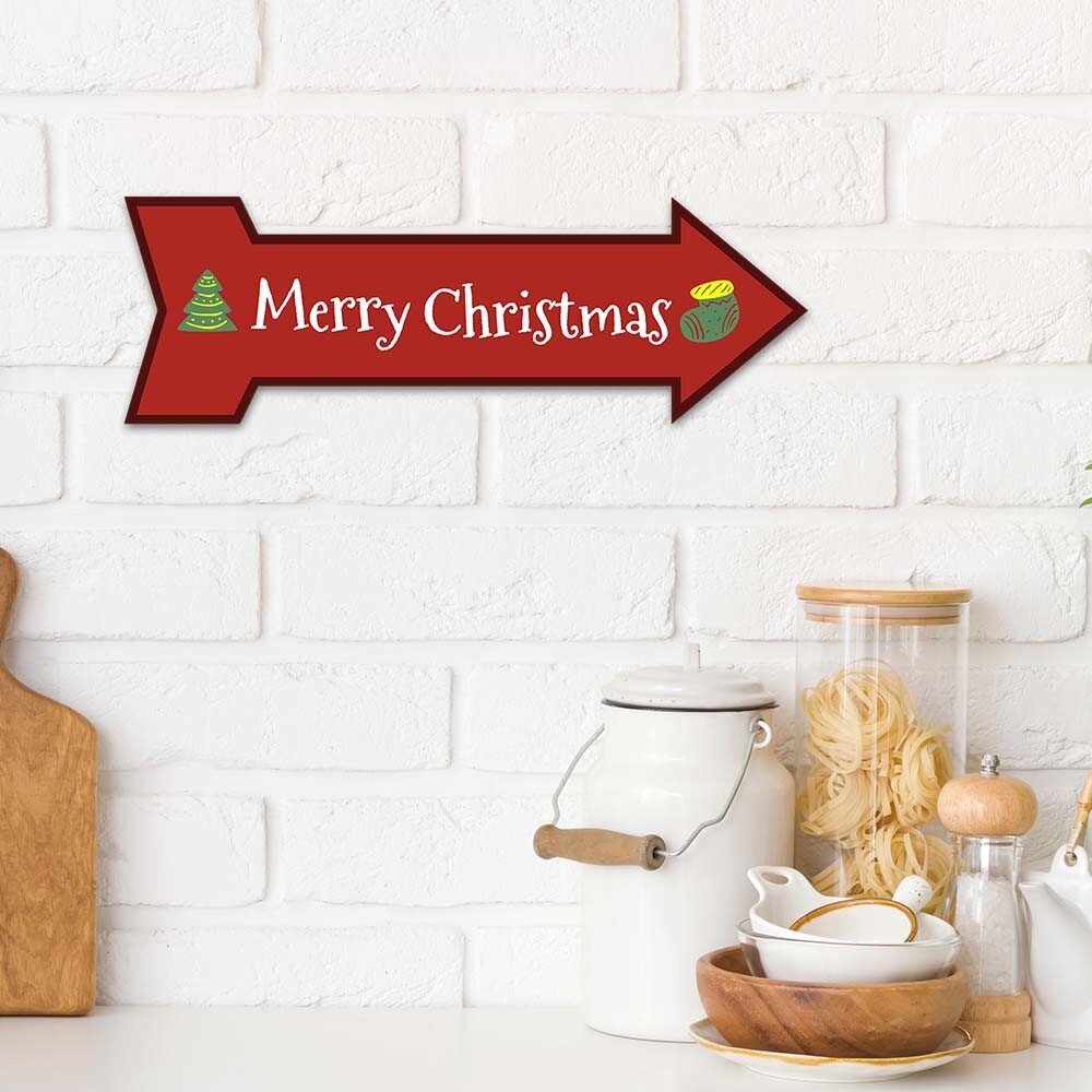 Arrow Shape Merry Christmas 12×4&Prime; Wall or Door Sign | Holiday Decoration