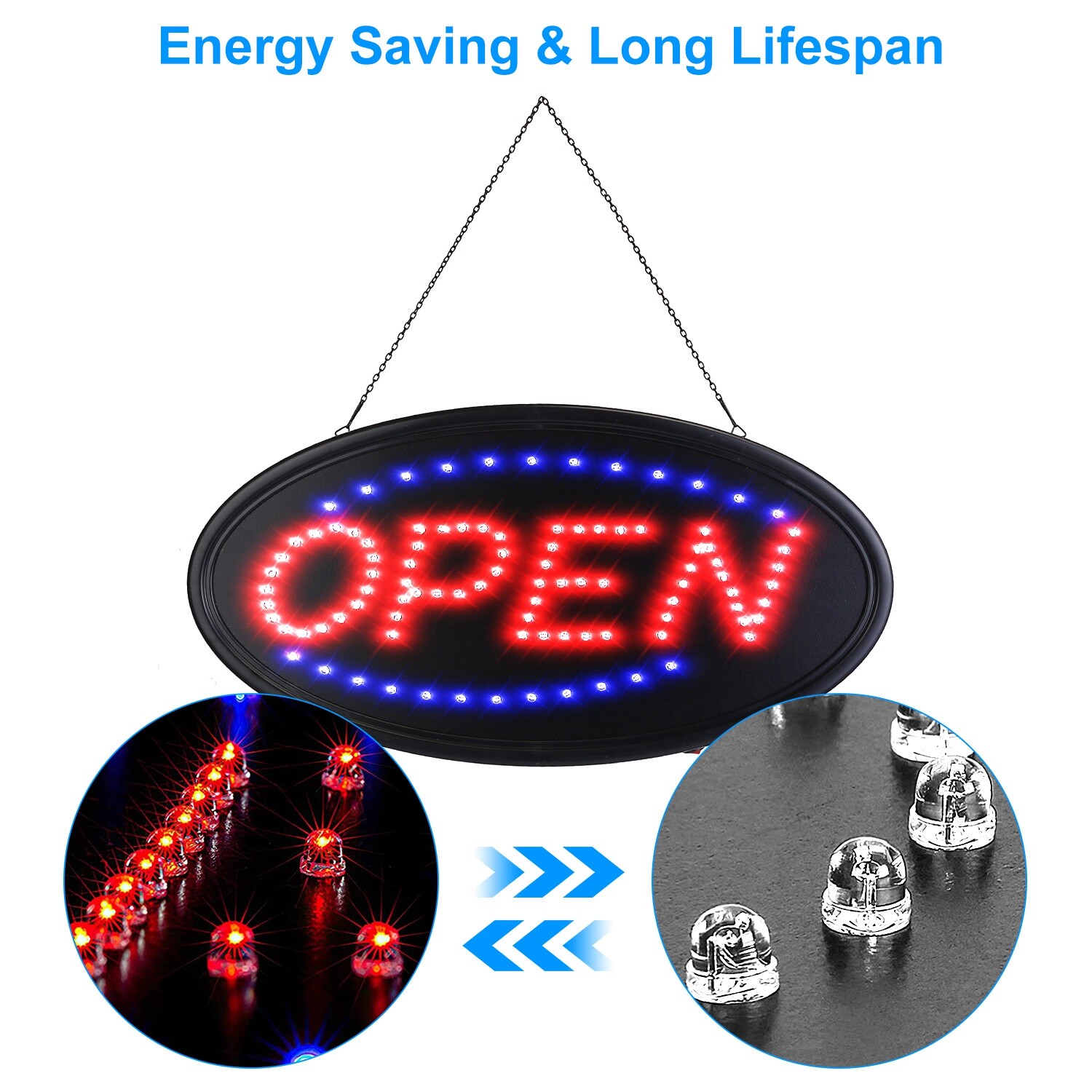 Electric Light Up LED Neon Business Open Closed Sign Flashing & Steady Ad Board