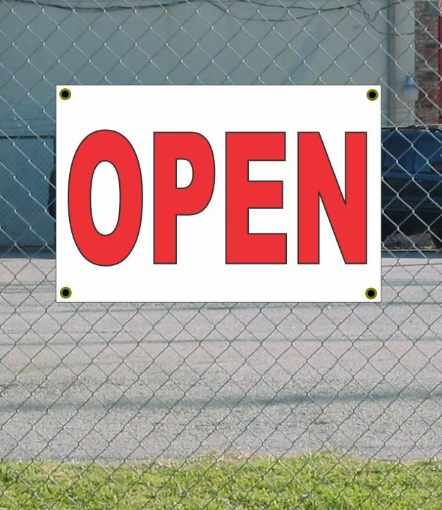 2×3 OPEN Red & White Banner Sign NEW Discount Size & Price FREE SHIP