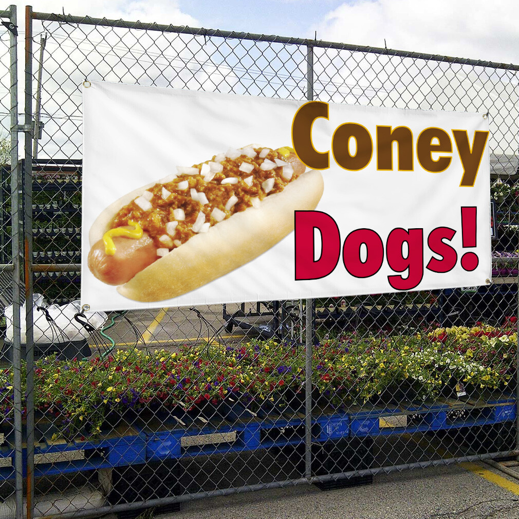 Vinyl Banner Multiple Sizes Coney Dogs! Outdoor Advertising Printing B Outdoor