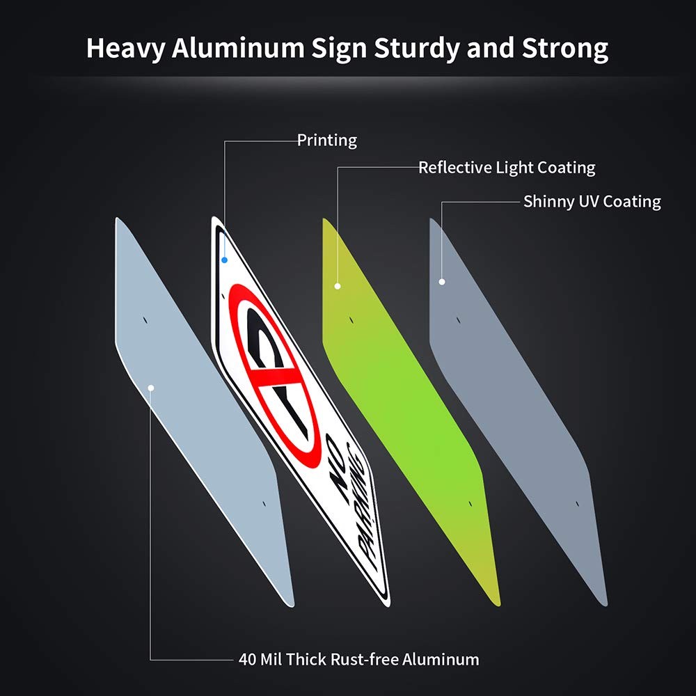 Large No Parking Sign, 18x 12 .040 Aluminum Reflective Rust Free Aluminum-UV