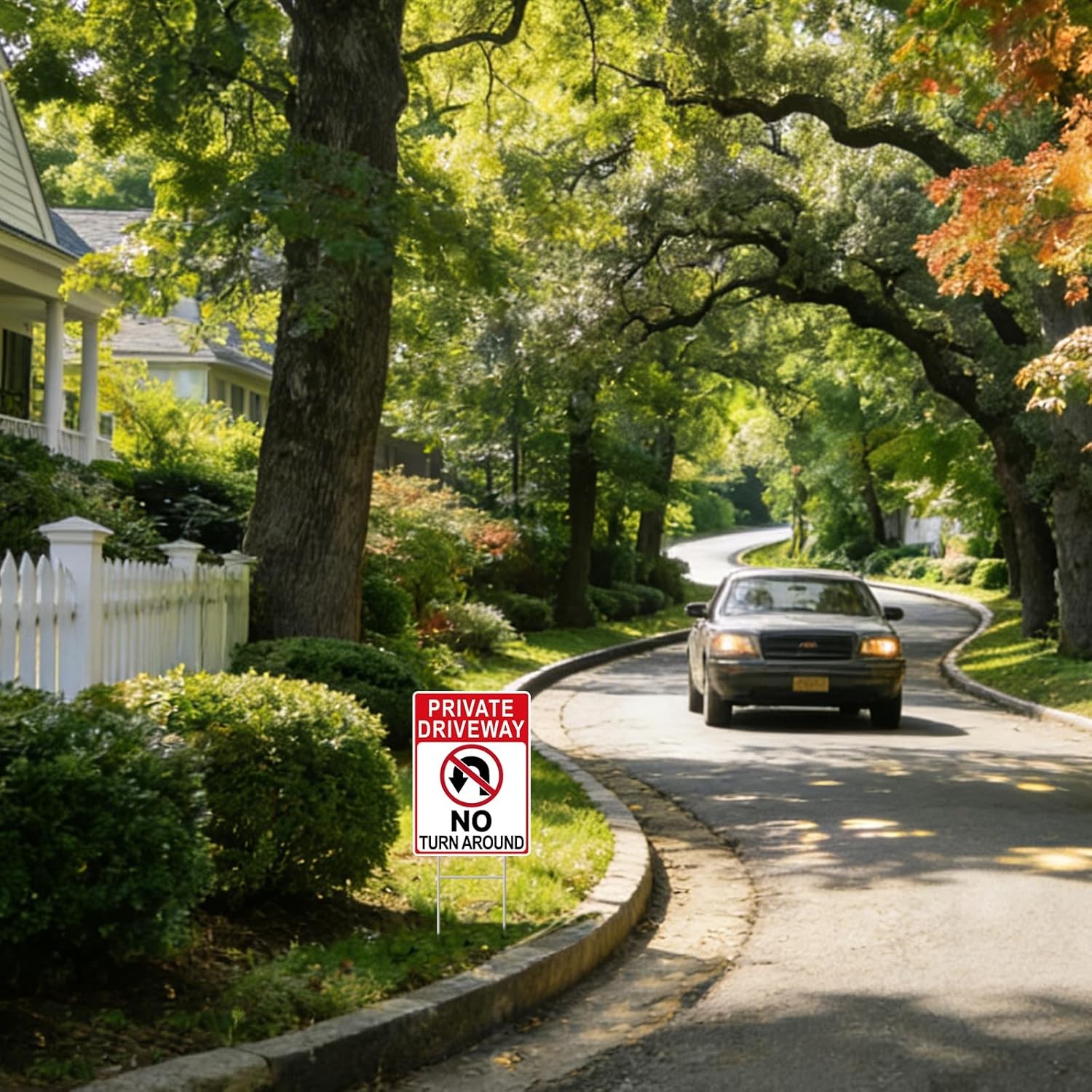 No Turn around Driveway Sign, 2 Pack Private Driveway Signs 14&Prime;X10&Prime; Double-Sided