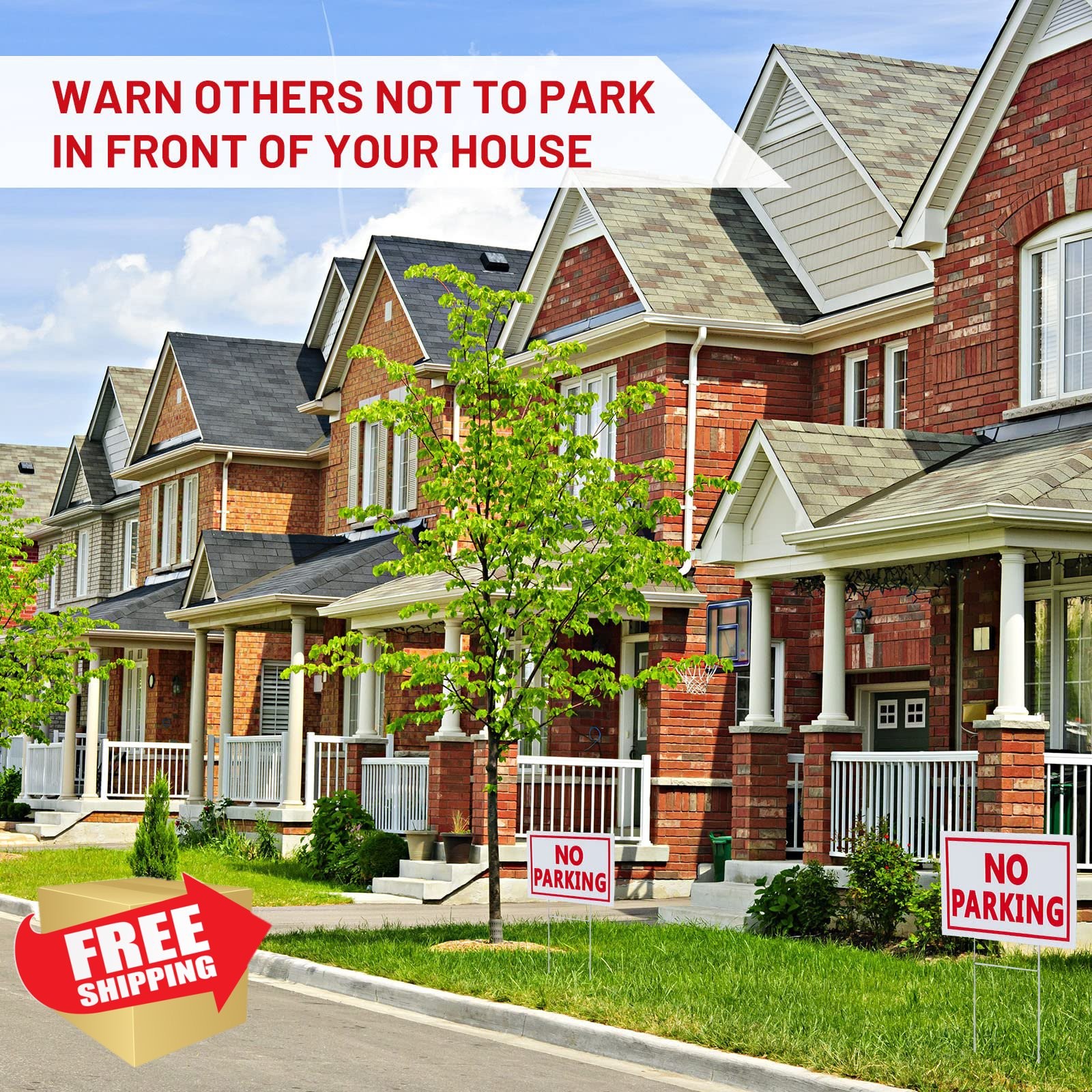 Blulu 16 Pcs No Parking Signs Stakes 12×8&Prime; White Red