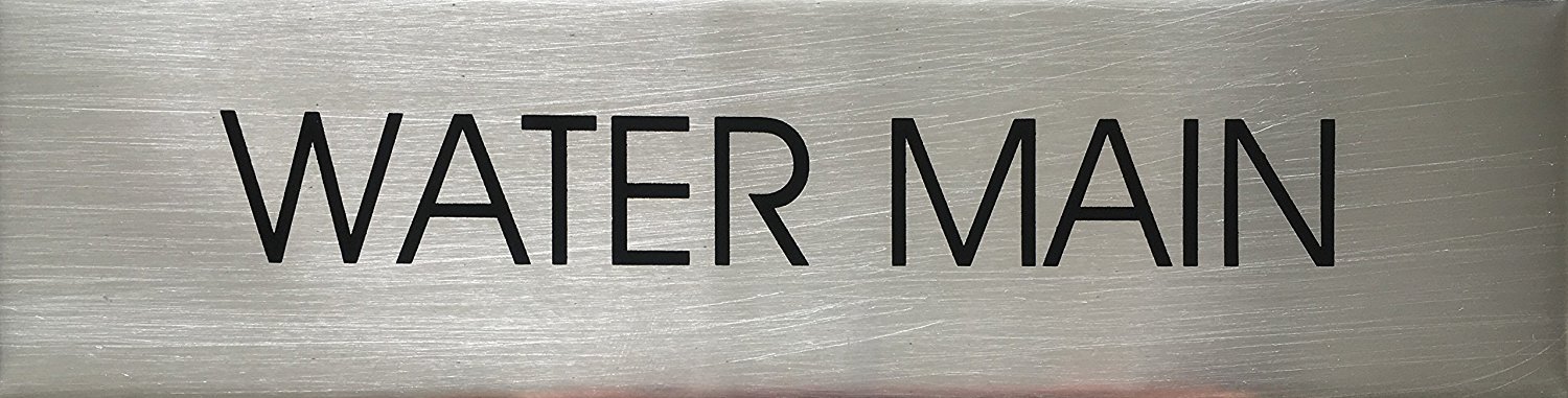 WATER MAIN SIGN (BRUSHED ALUMINUM)-REF24-1027