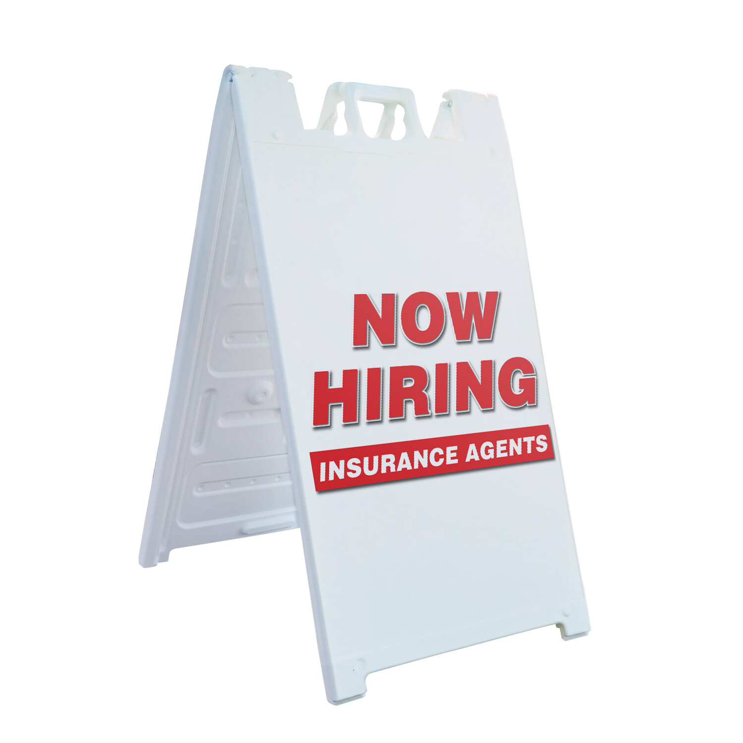 A-frame Sidewalk Now Hiring Insurance Agents 24&Prime; x 36&Prime; Double Sided A-Frame Side
