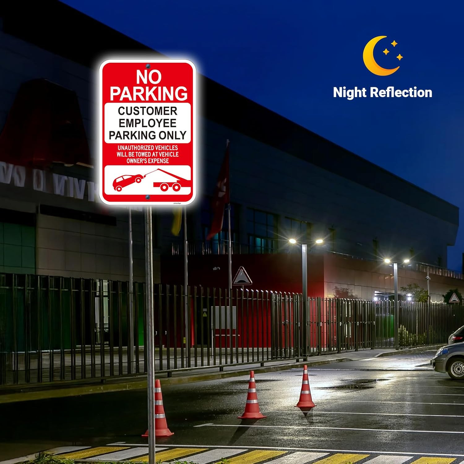 2 Pack Large No Parking Signs, Customer/Employee Parking Only Sign, 18&Prime;X12&Prime; Cust