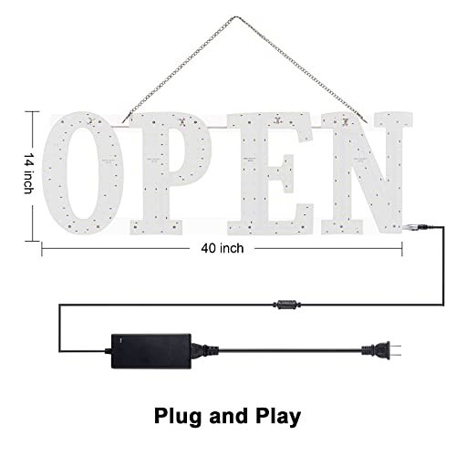 Extra Large 40&Prime;x14&Prime; LED Open Sign with Remote, 10 Brightness Levels, High Visibi