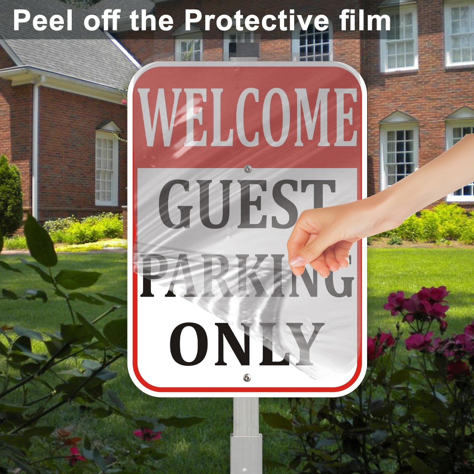 Welcome Guest Parking Only Sign 10×14 Inch Reflective Aluminum Stake 2 Pack