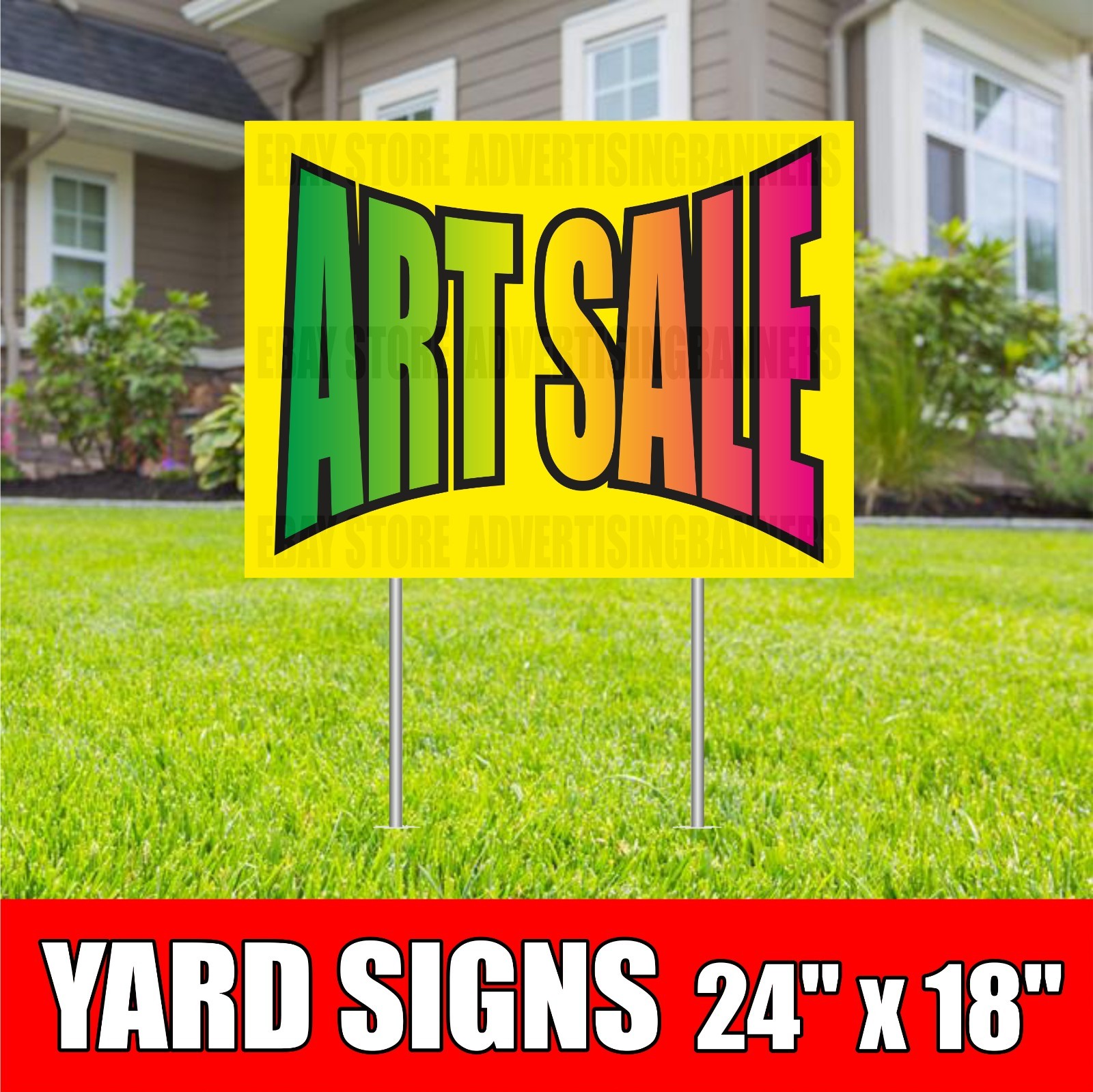 ART SALE Yard Sign with H-Stakes Clearance Discount Half Price Art Gallery