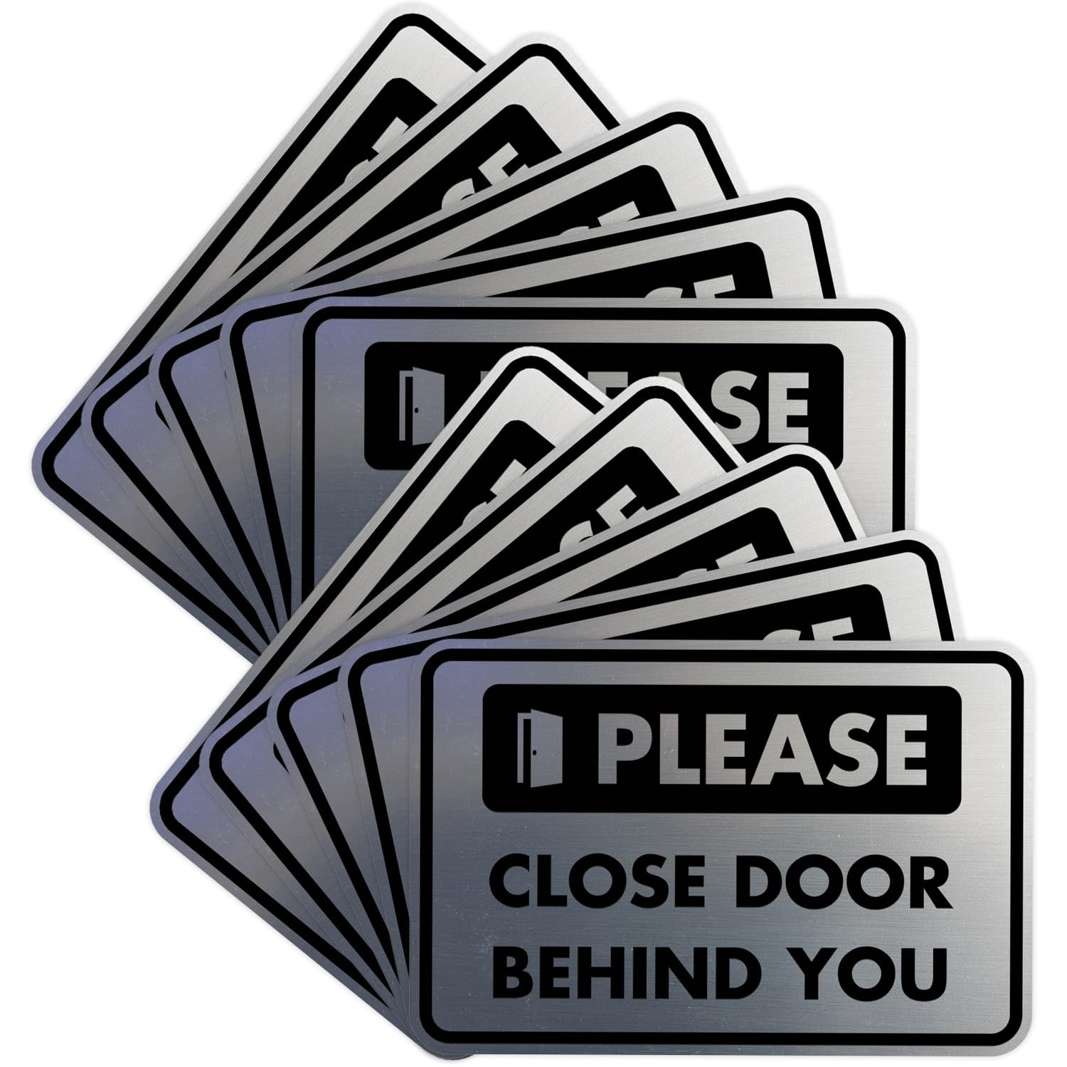 Signs Bylita Classic Framed Please Close Door Behind You Sign Brushed Silver