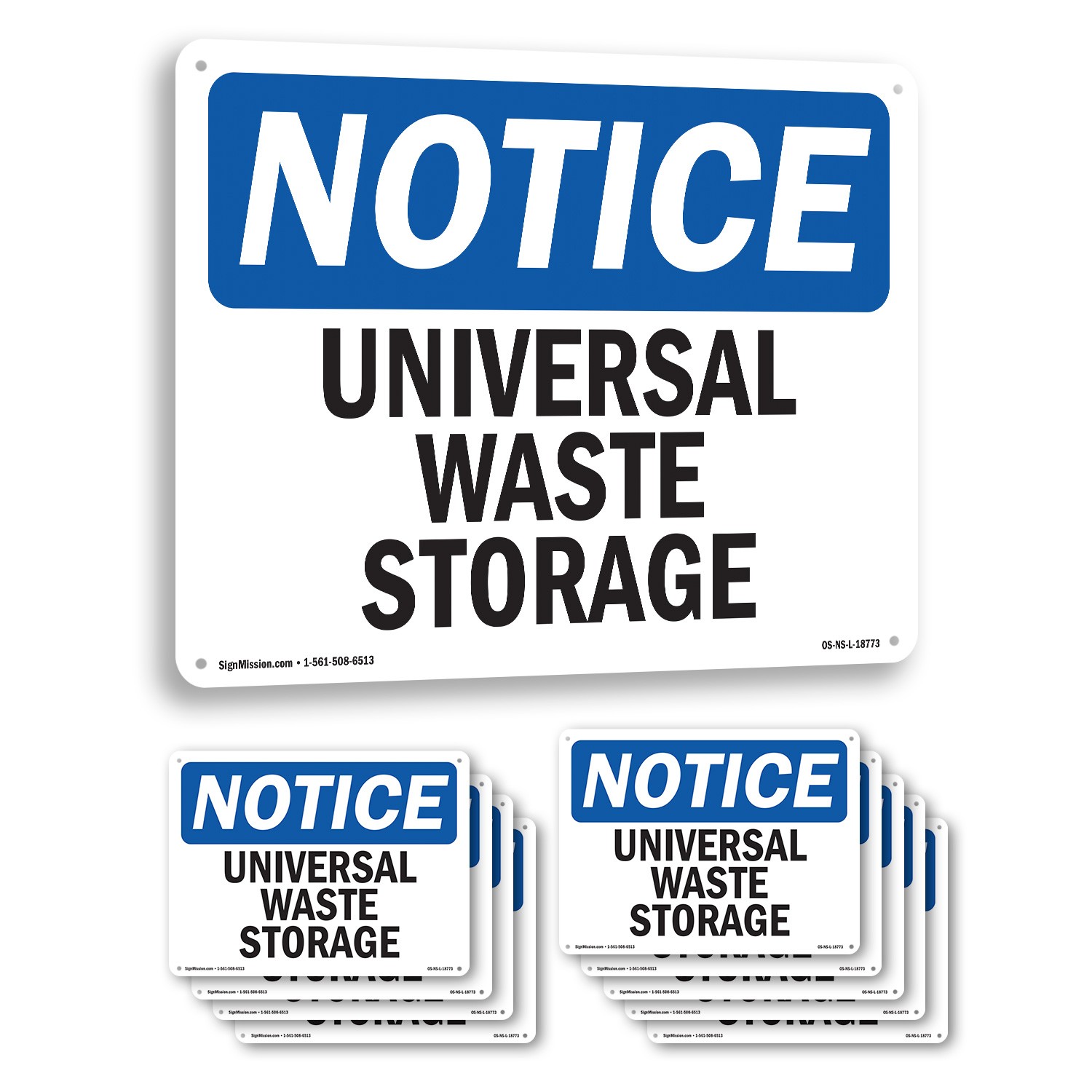 Universal Waste Storage OSHA Notice Sign Metal, Plastic, Or Decal – 5 or 10 Pack