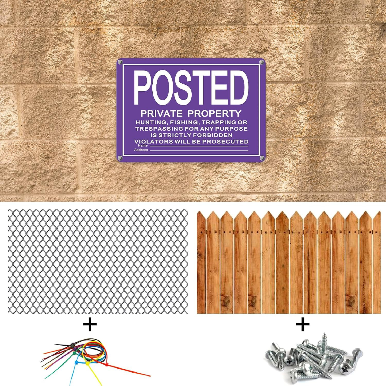 No Trespassing Signs 4 Pcs 10×7&Prime; Private Property Reflective