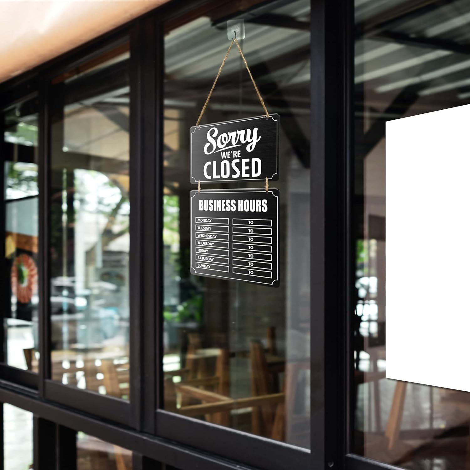 Business Hours Sign Hnging Open nd Closed Mrk Wooden Double Sided with Time S…