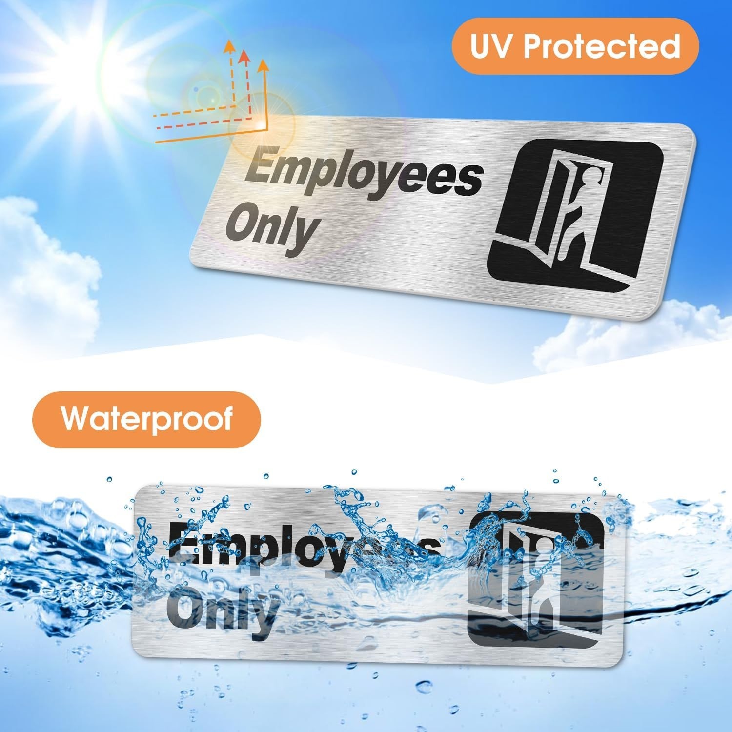 Faittoo Employees Only Sign, (4 Pack) 9 X 3 Inches Informative Rust Free Brus…