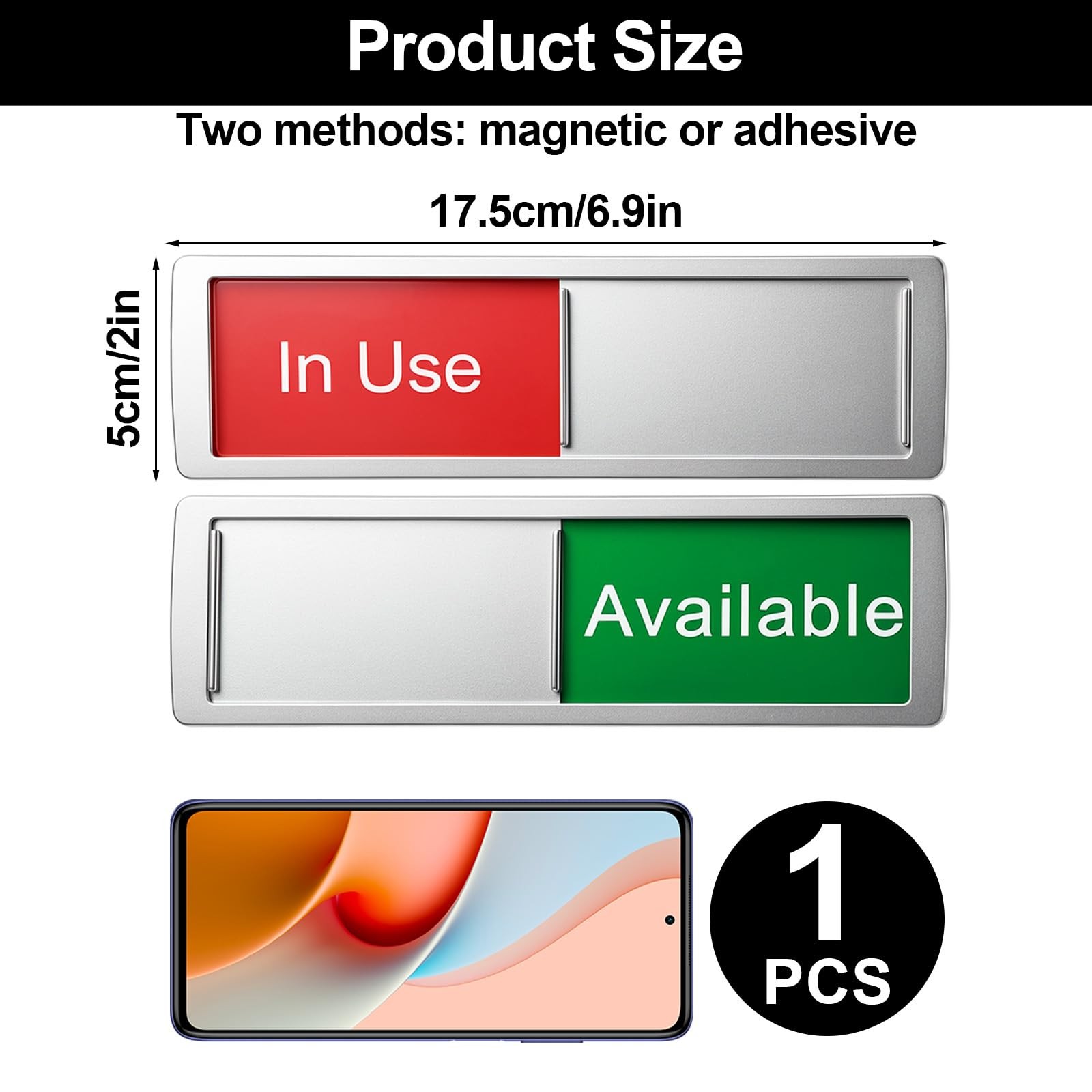 In Use or Available Sign, Magnetic Slider Door Status for Bathroom Office