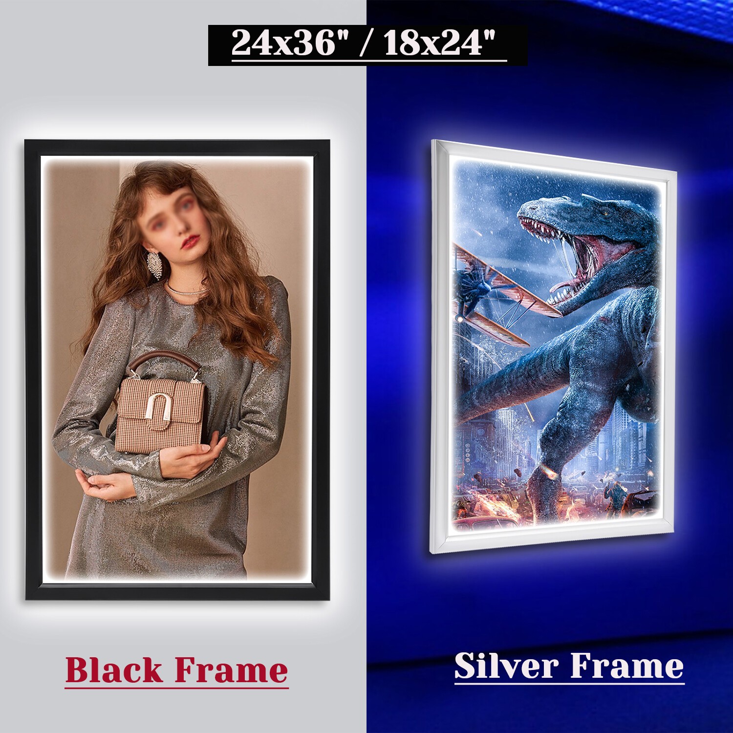 24&Prime;x33&Prime;/24&Prime;X36&Prime;, 27&Prime; x 40&Prime; LED Backlit Movie Poster Art Picture Frame Light Box