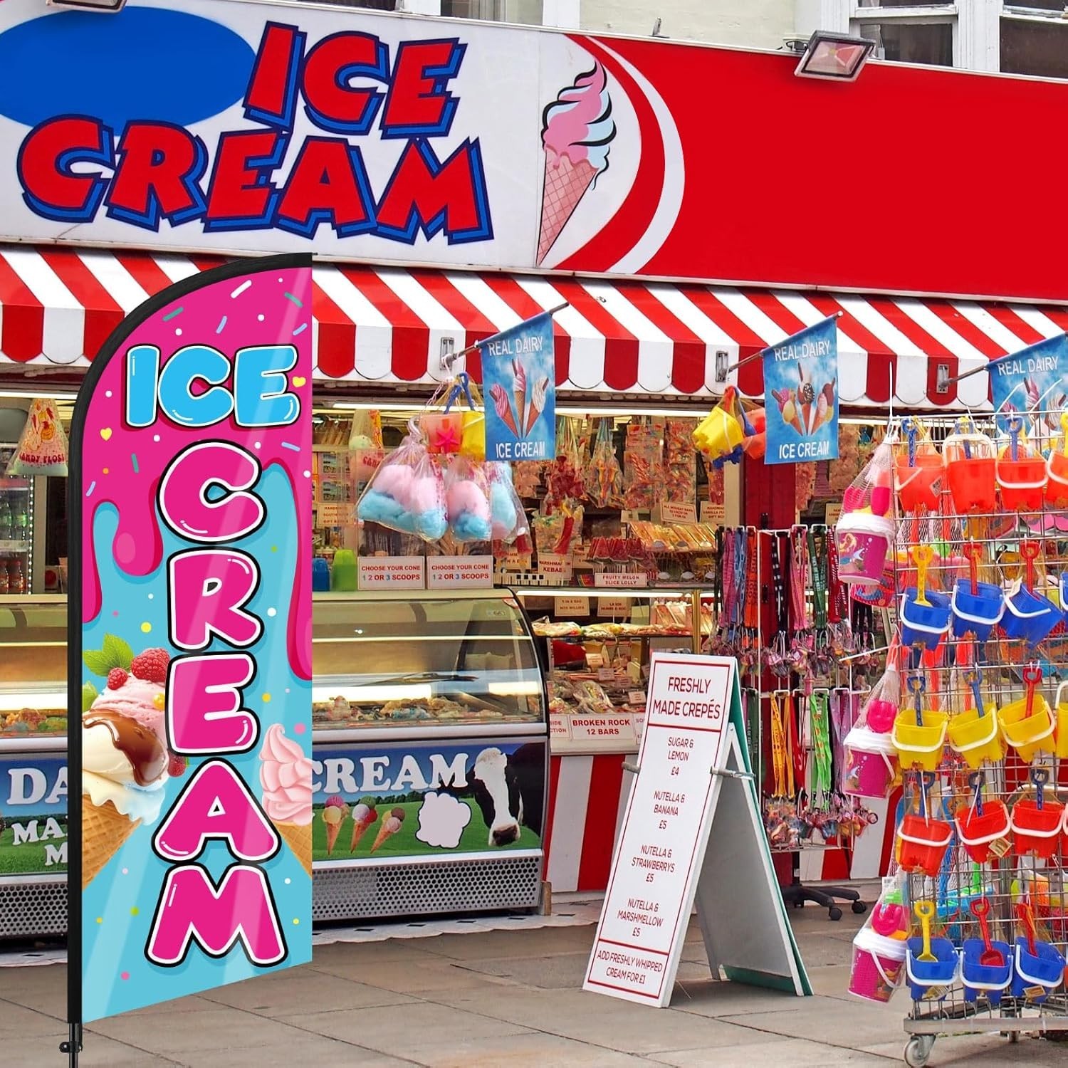 Ice Cream Advertising Feather Flag 7 ft Advertising Swooper Flag Banner Signs…