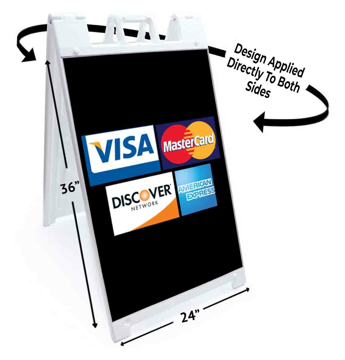 CREDIT CARD LOGOS Signicade 24×36 A Frame Sidewalk Sign Double Sided ACCEPTED