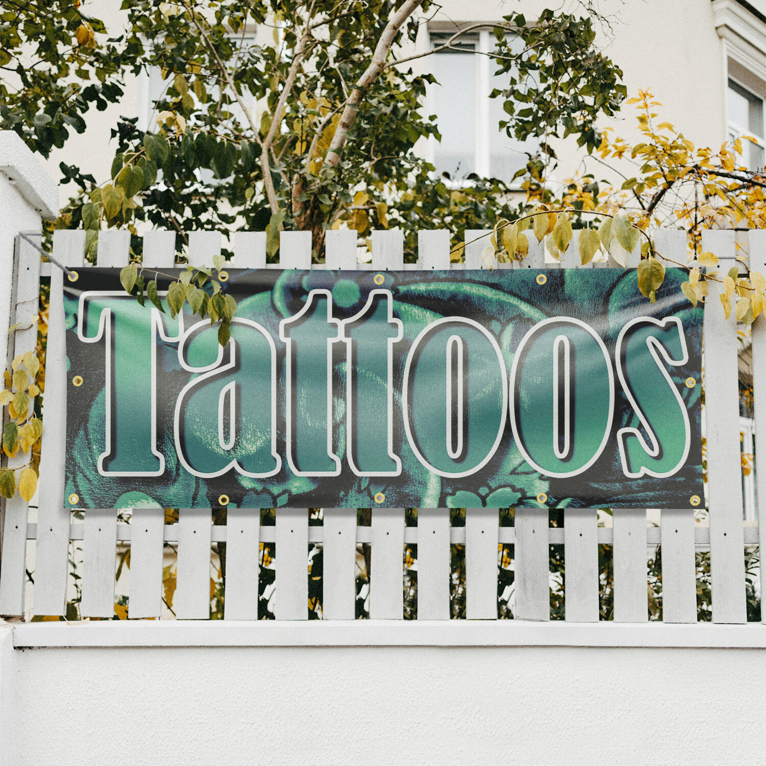 Tattoos 13 oz Vinyl Banner Sign with Metal Grommets Heavy-Duty Single-Sided