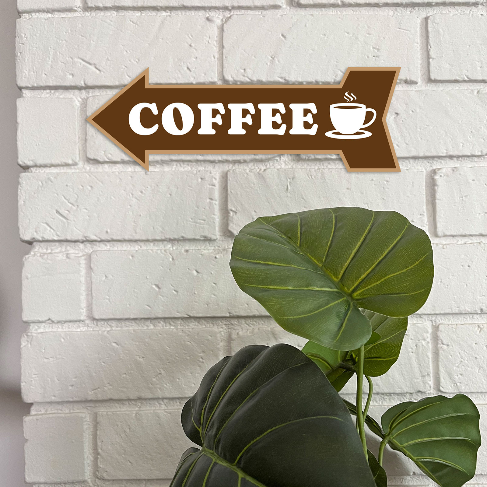 Arrow Shape Coffee 12×4&Prime; Wall or Door Sign | Funny Home Decor | Shop Décor