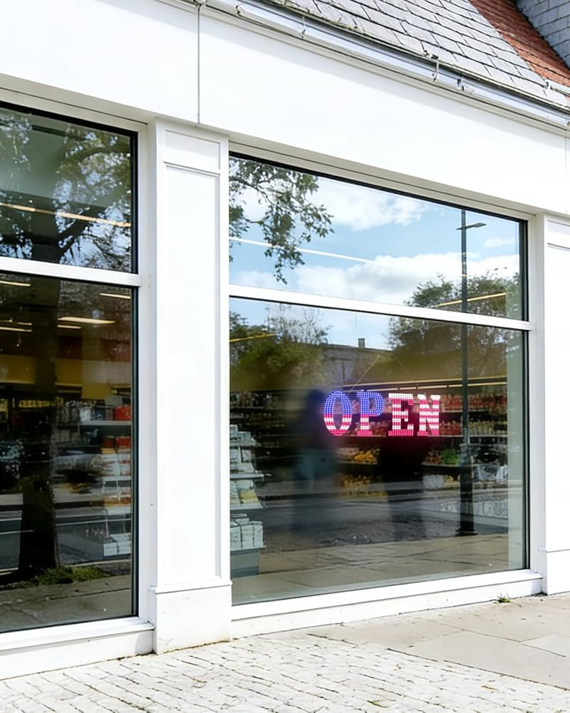USA Flag LED Open Sign 30×10 Inch Window Wall Door Bar Cafe Restaurant