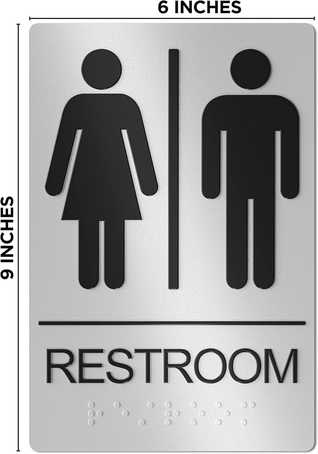 Restroom Sign for Business – 9 x 6 Inch – 2 Pack | ADA Compliant, Raised Text wi