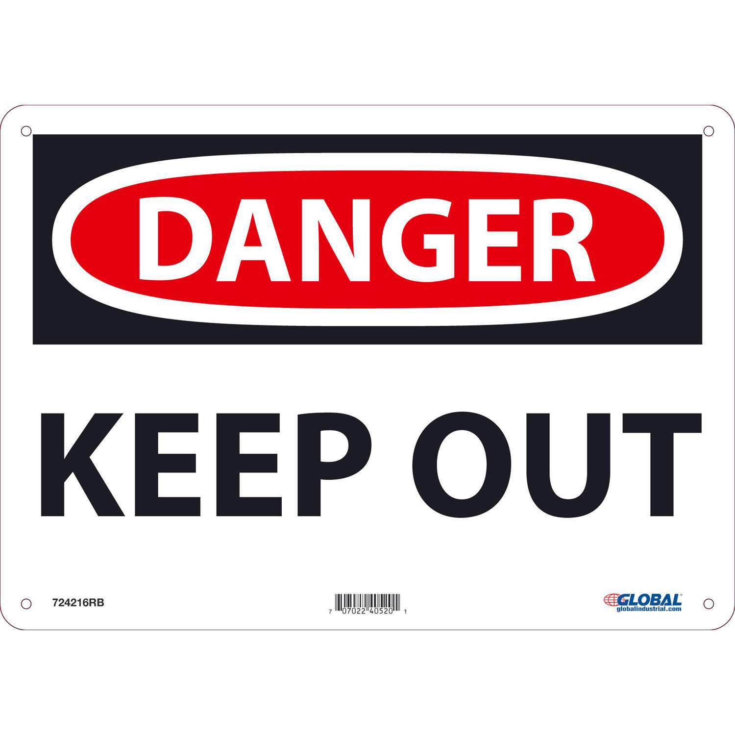 Global Industrial Danger Keep Out Sign 10×14 Rigid Plastic