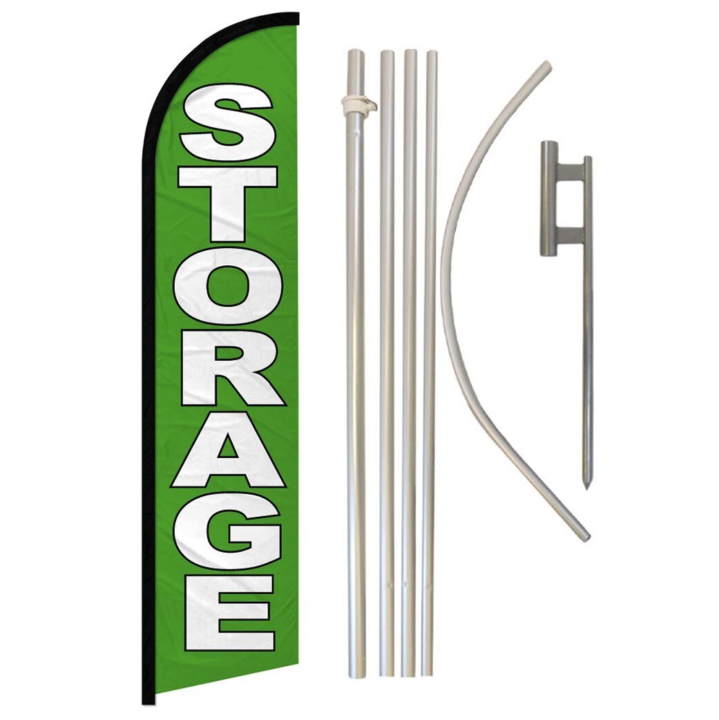 Storage Full Curve Windless Swooper Flag Pole Kit Self Storage GRN