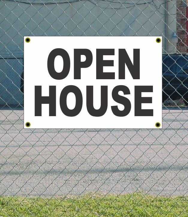2×3 OPEN HOUSE Black & White Banner Sign NEW Discount Size & Price FREE SHIP