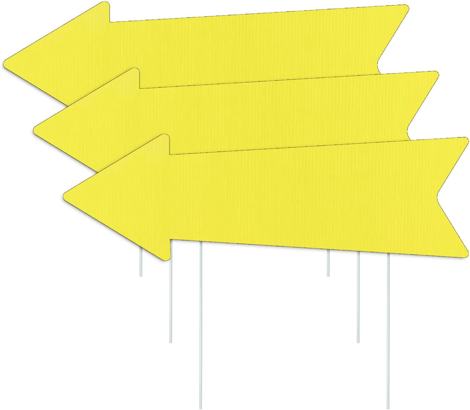 Directional Yellow Arrow Yard Signs with Stakes – 16×5 Inches (Set of 3)