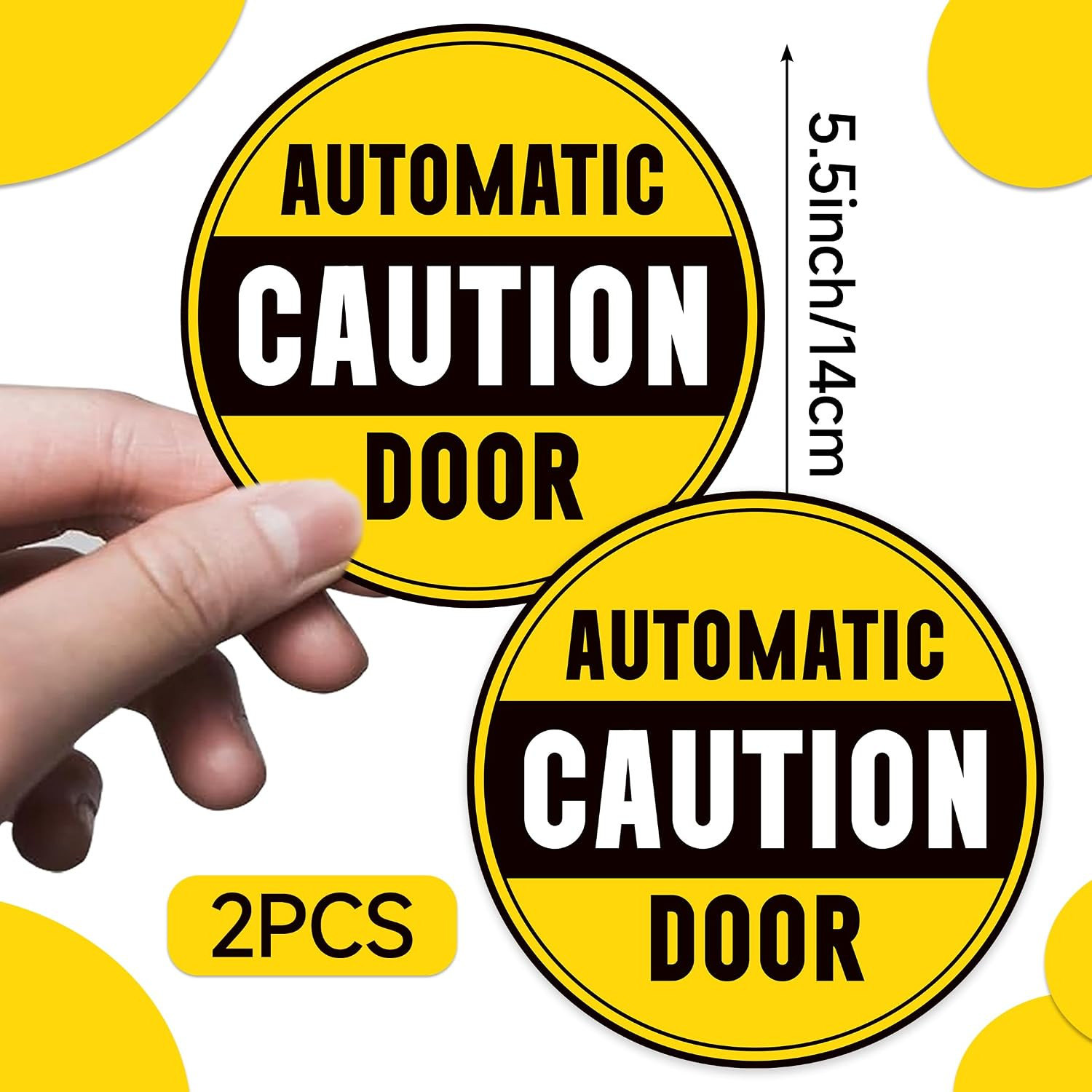 2PCS Caution Automatic Door Signs, Easy Installation Self Adhesive Vinyl Automat