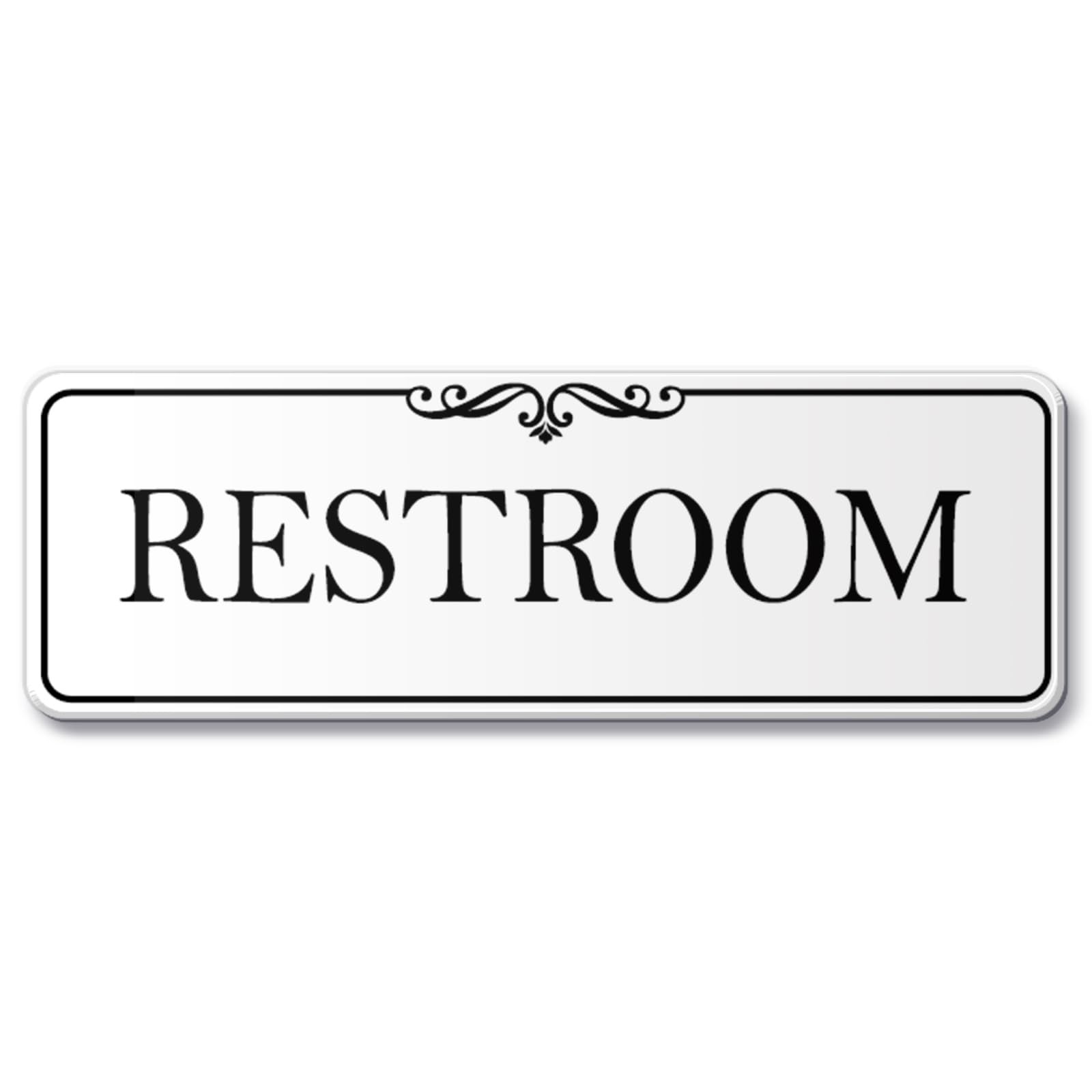9×3 Inch Restroom Sign Acrylic SelfStick Door Wall Signage Elegant White
