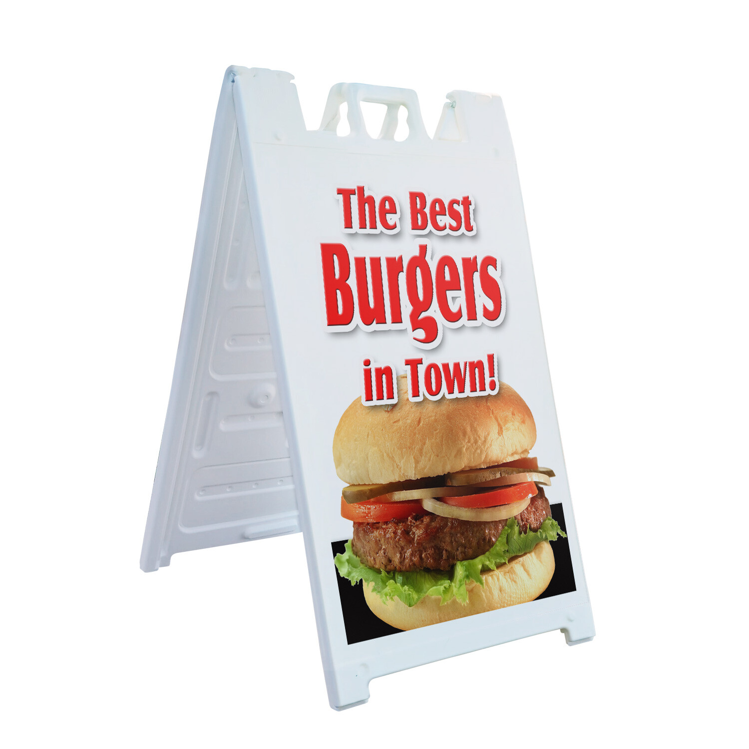 A-frame Sidewalk The Best Burgers In Town! 24&Prime; x 36&Prime; Double Sided A-Frame Sidewa