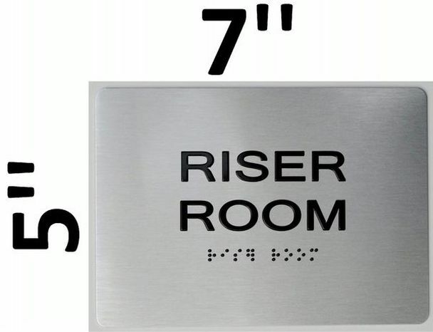 Riser Room Sign With Braille and Raised Letters (Aluminum Size 5X7)