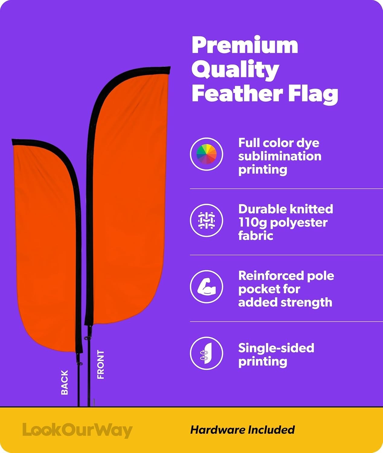 LookOurWay Feather Flag Pole Kit – 7 Feet Tall Advertising Flag Banner with Fibe