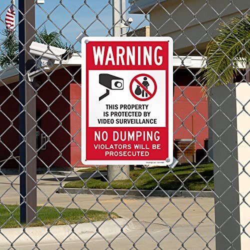 « Warning – This Property Is Protected By 10&Prime; x 14 » Non Reflective Aluminum