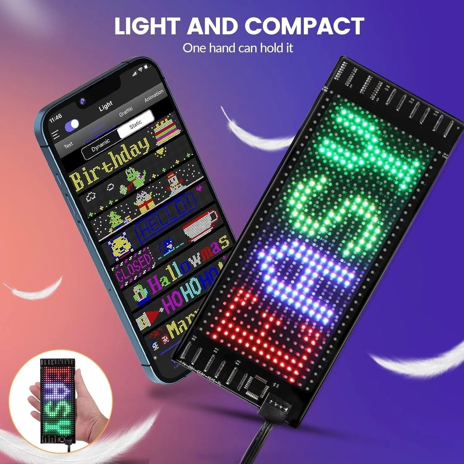 LED Sign for Car, 7 »x3 »Flexible LED Matrix Panel USB 5V Bluetooth Applicati…