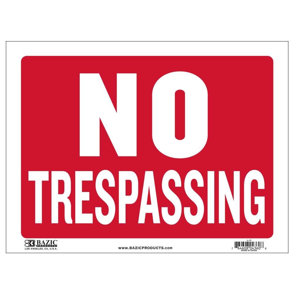 BAZIC 12&Prime; X 16&Prime; No Trespassing Sign, pack of 24