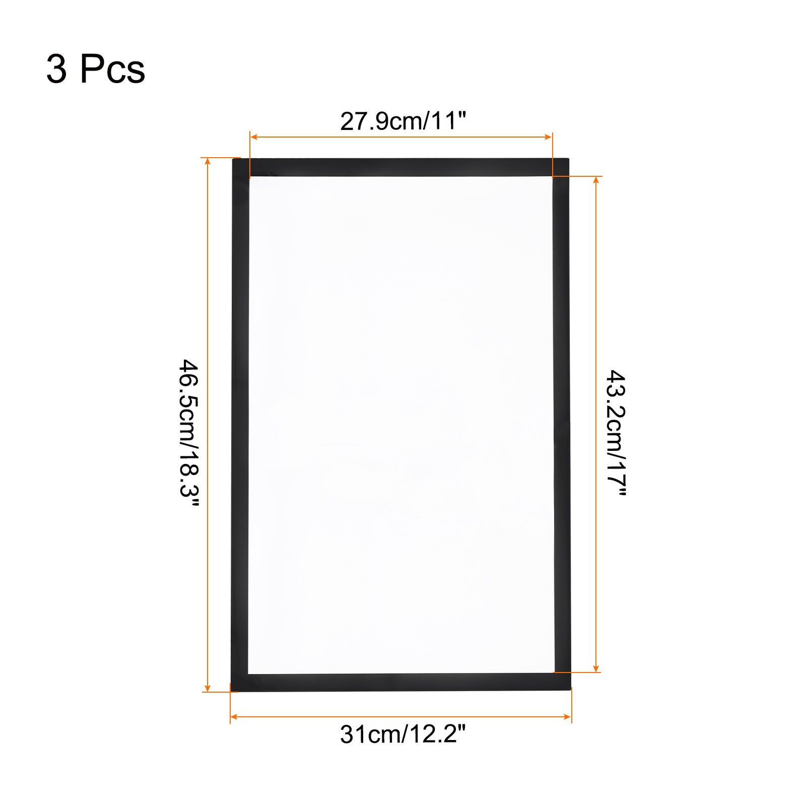 3pcs Self Adhesive Magnetic Wall Sign Holder, 11&Prime;x17&Prime; Frame Display,Black