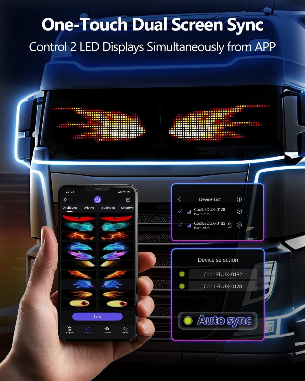 Dual Synchronizing LED Car Signs – 15x4in Flexible Display for All Vehicles