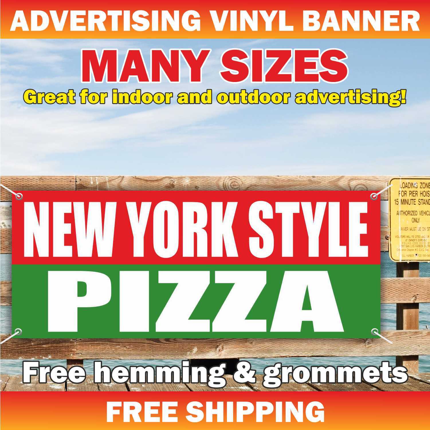 NEW YORK STYLE PIZZA Advertising Banner Vinyl Mesh Sign Food Bar Buffet Sub