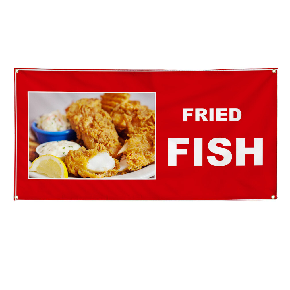 Vinyl Banner Multiple Sizes Fried Fish Food and Drink Restaurant and Food
