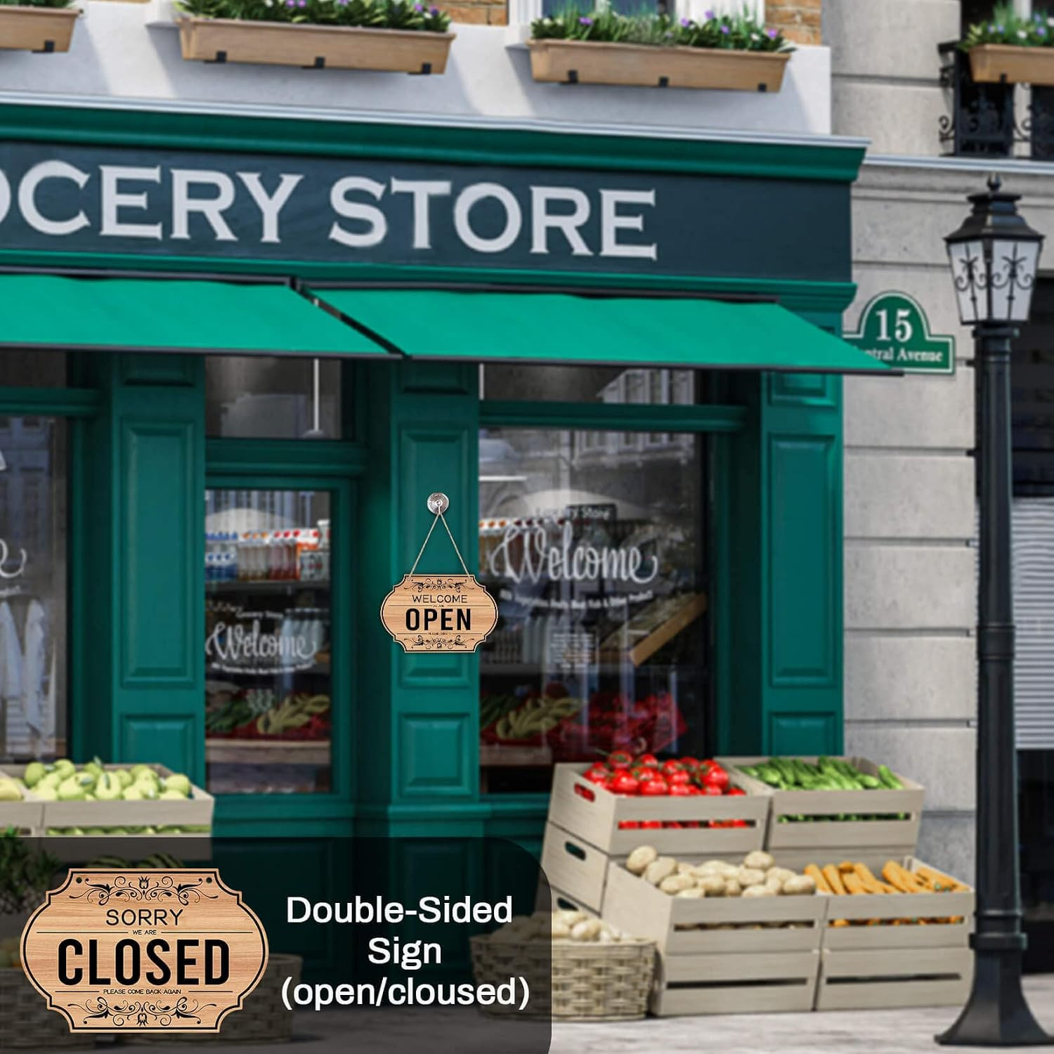 Open Signs for Business – Double Sided Open Closed Sign | Business Hours Hanging